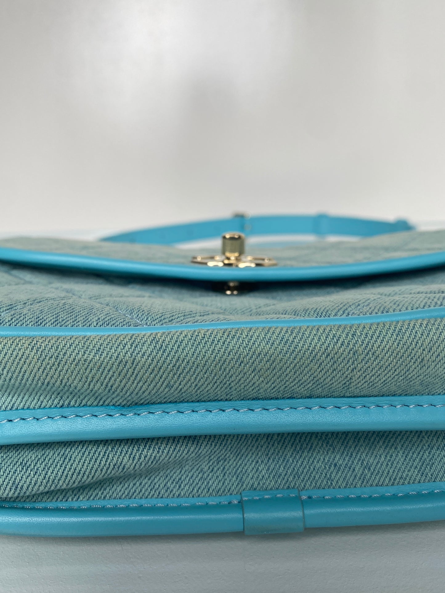 Chanel Mini CC Quilted Denim Messenger Flap Bag GHW