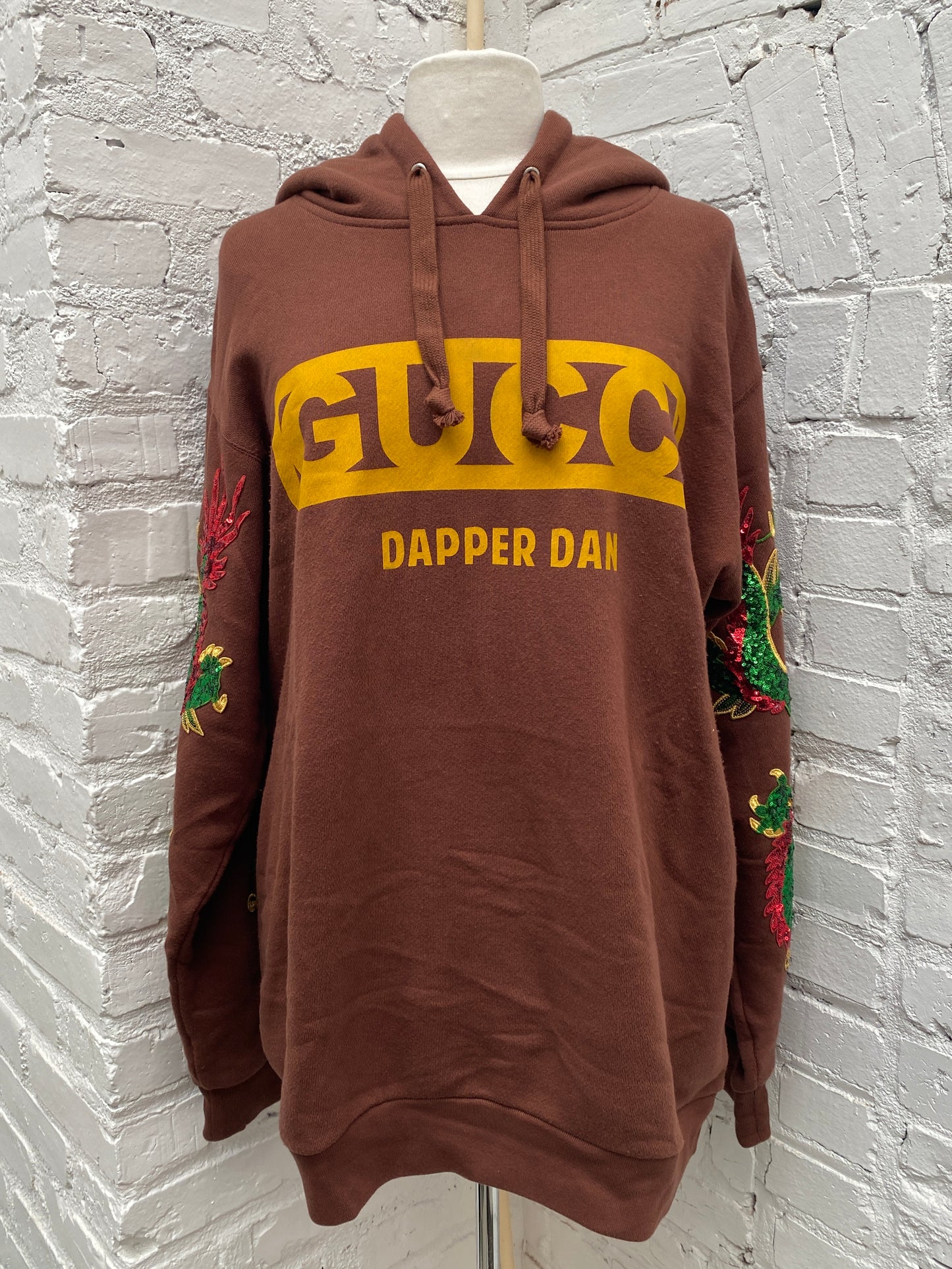 Gucci Brown, Yellow, & Multicolor Sequin 'Dapper Dan' Sweatshirt, L