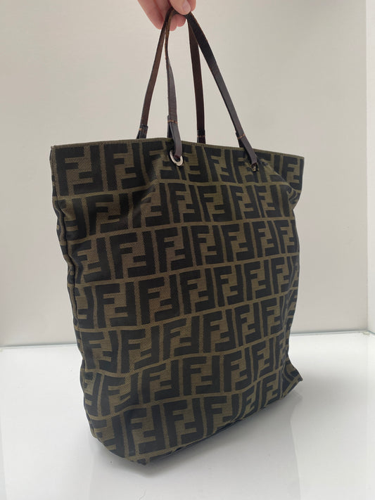 Fendi Brown Zucca Canvas Tote (As Is)