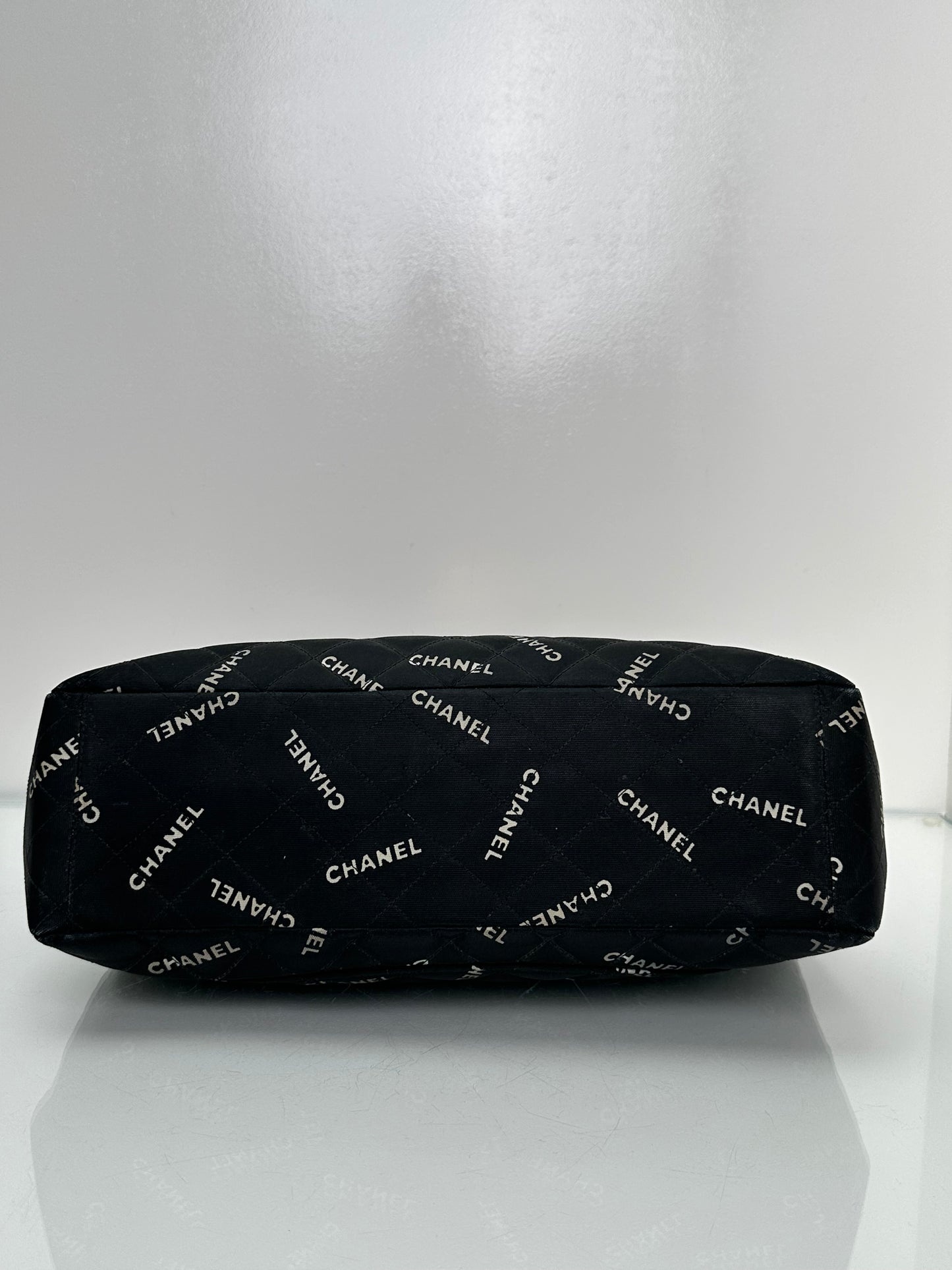 Chanel 1995 Black Canvas “Chanel” Single Flap Maxi Bag 24KGHW