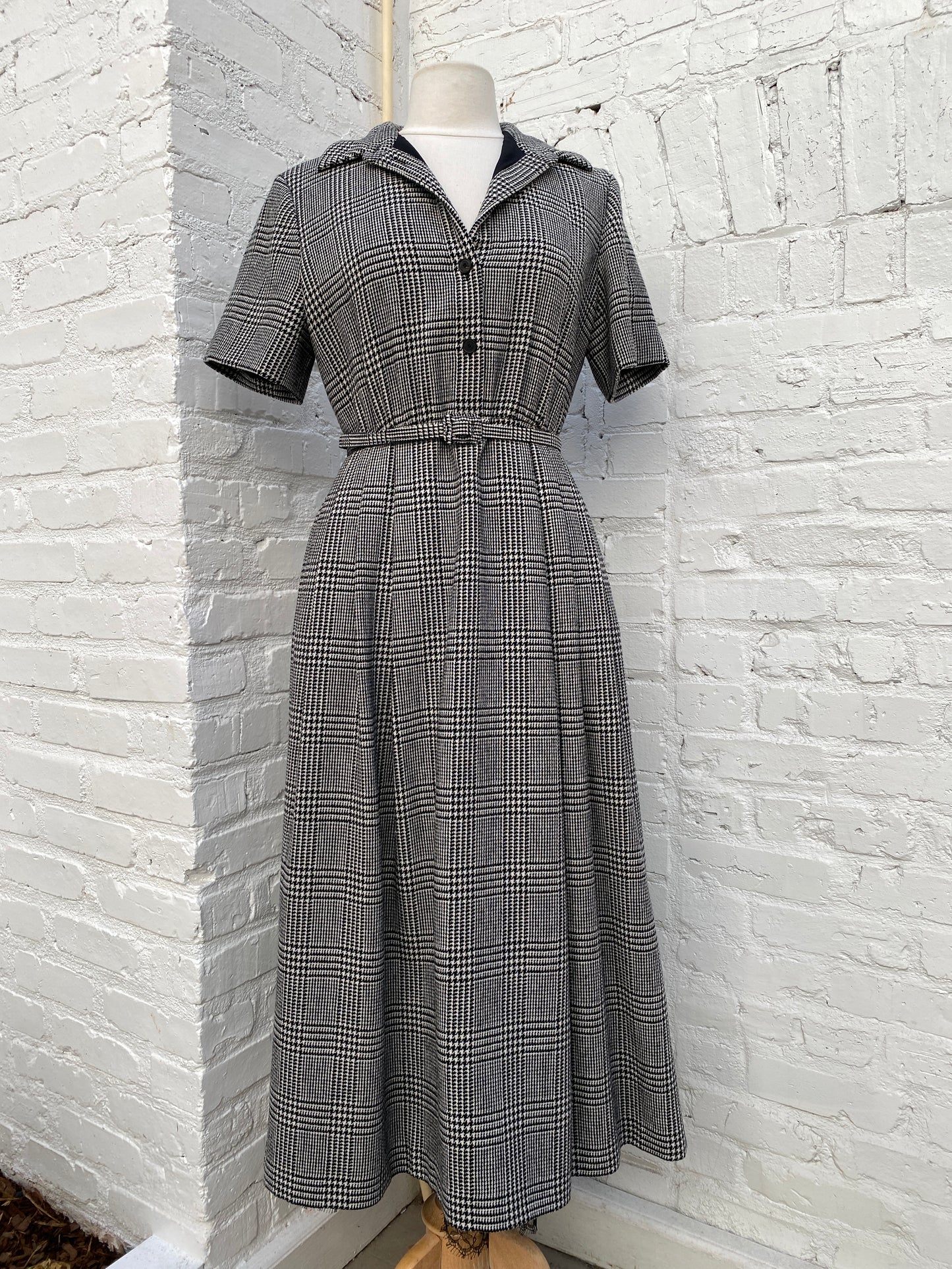 Dior Black & White Plaid Midi Dress, 40