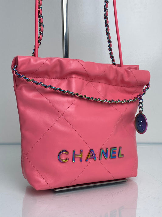 Chanel 22 Pink Iridescent Mini (24C)