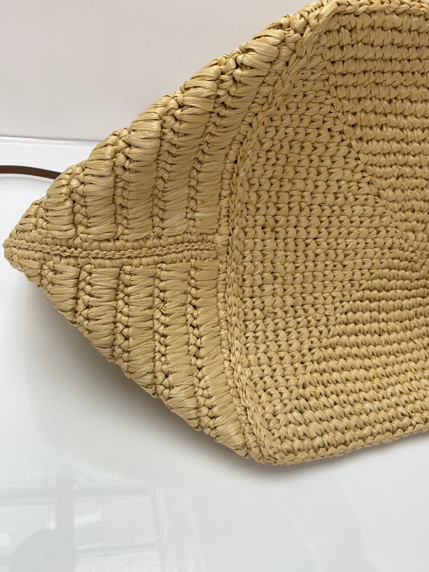 Gucci Brown Leather & Raffia Woven Medium Tote Bag