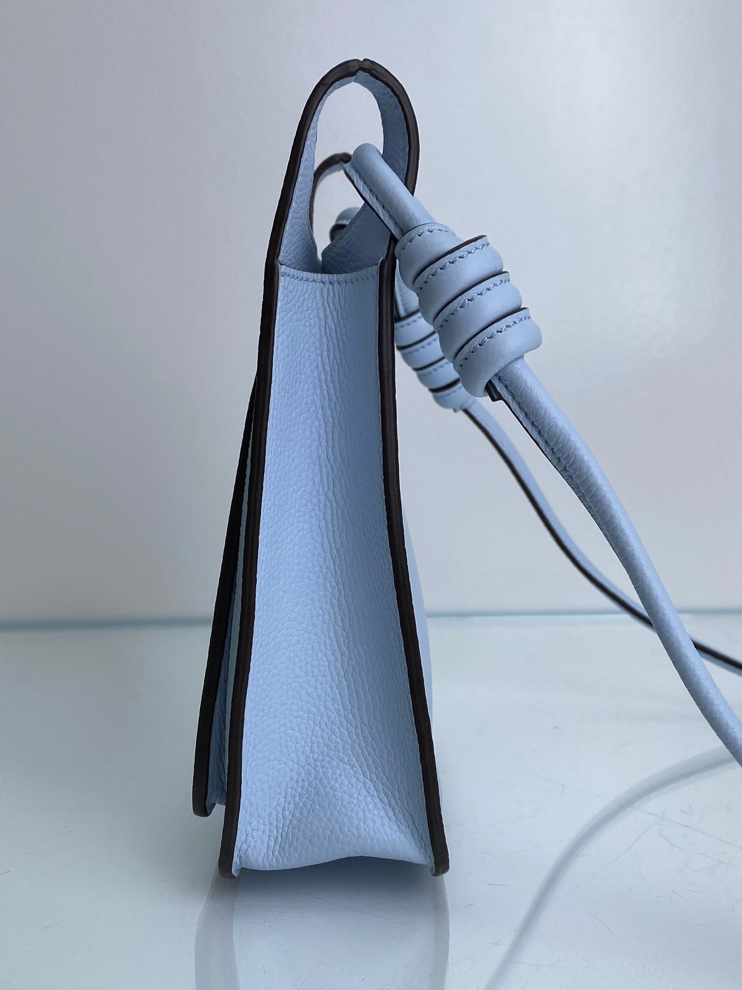 MCM Light Blue Logo Embossed Crossbody Bag