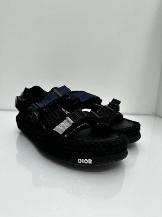 Christian Dior Black & Navy Velcro Sandals, 39
