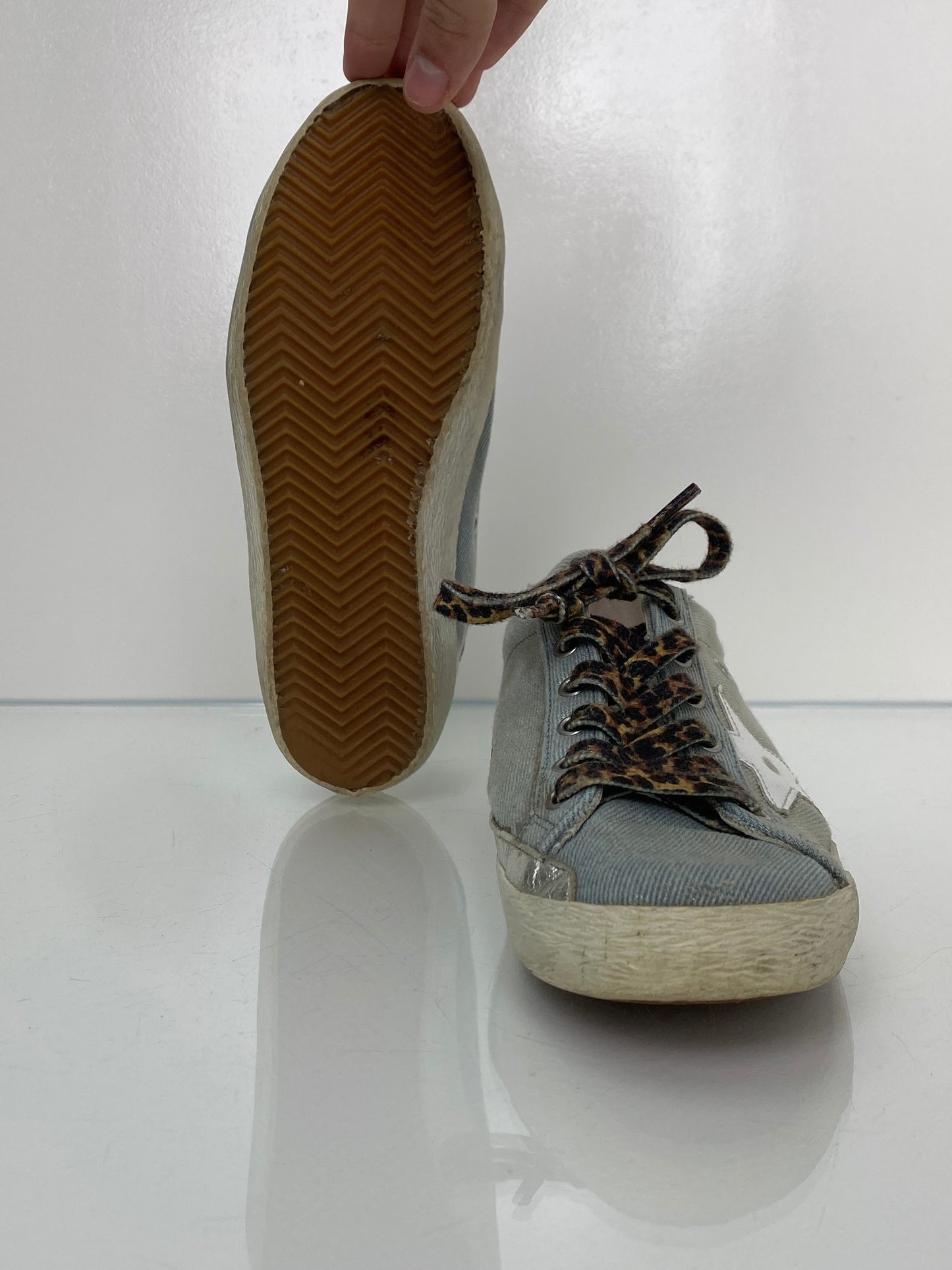 Golden Goose Denim & White Star Sneakers, 38