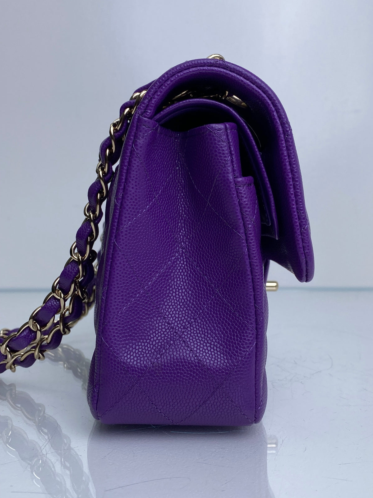 Chanel Purple Caviar Small Double Flap Bag GHW