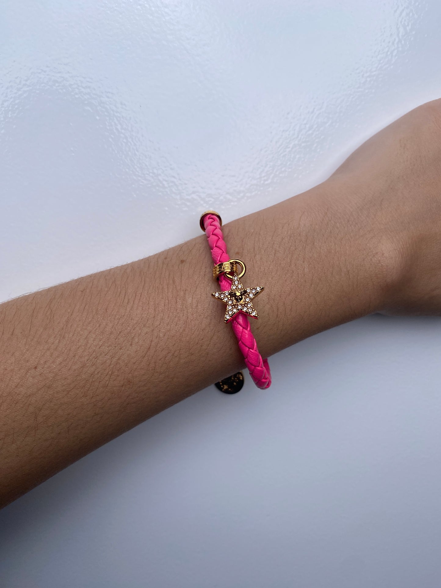 Versace Pink Braided Bracelet