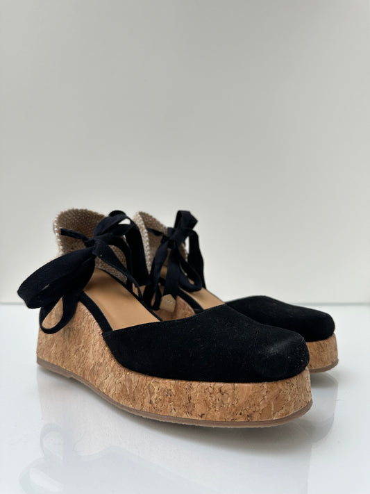 Castañer Woven Black & White Wedges, 38