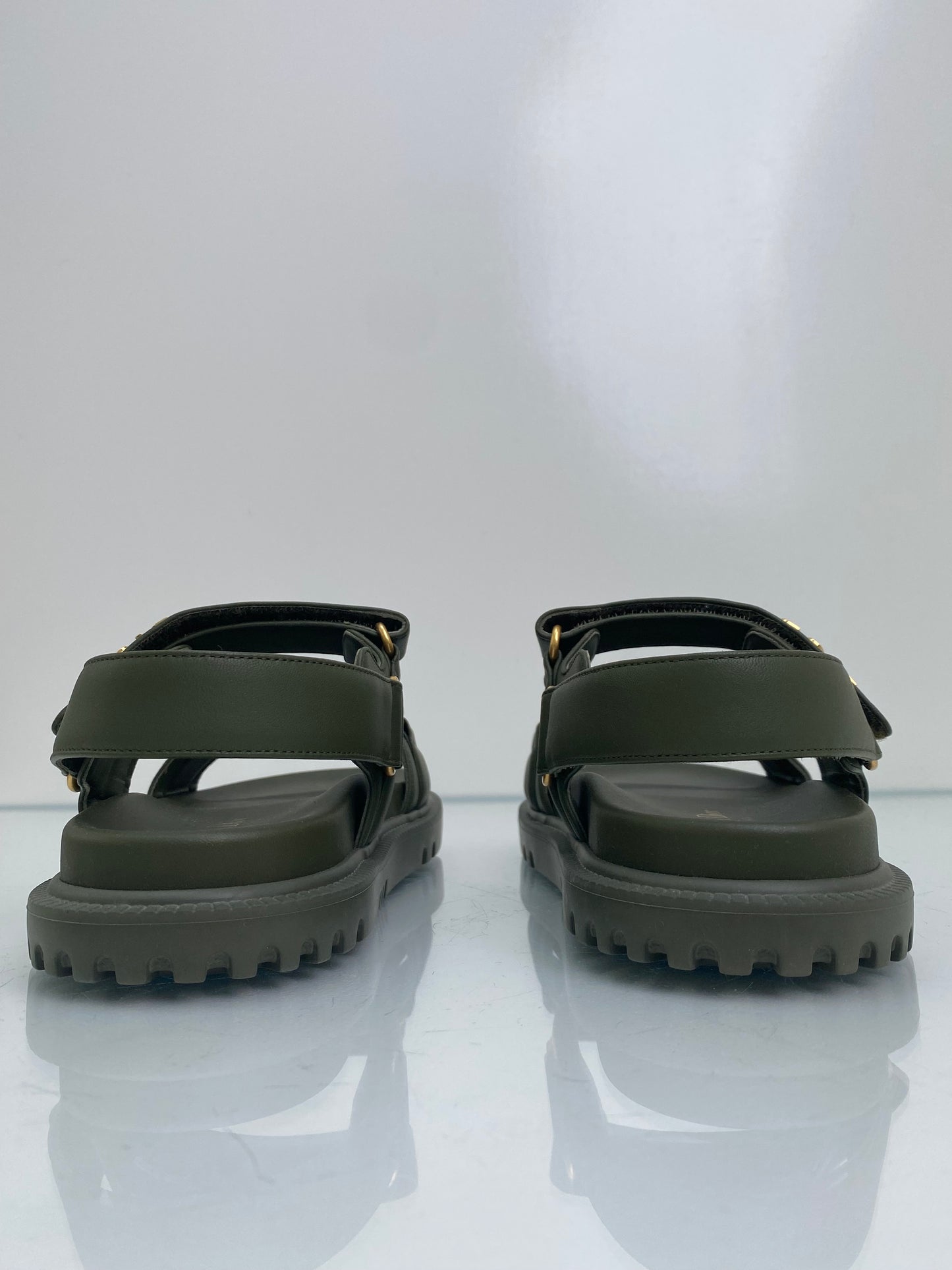 Christian Dior Dioract Green Logo Sandals, 39.5