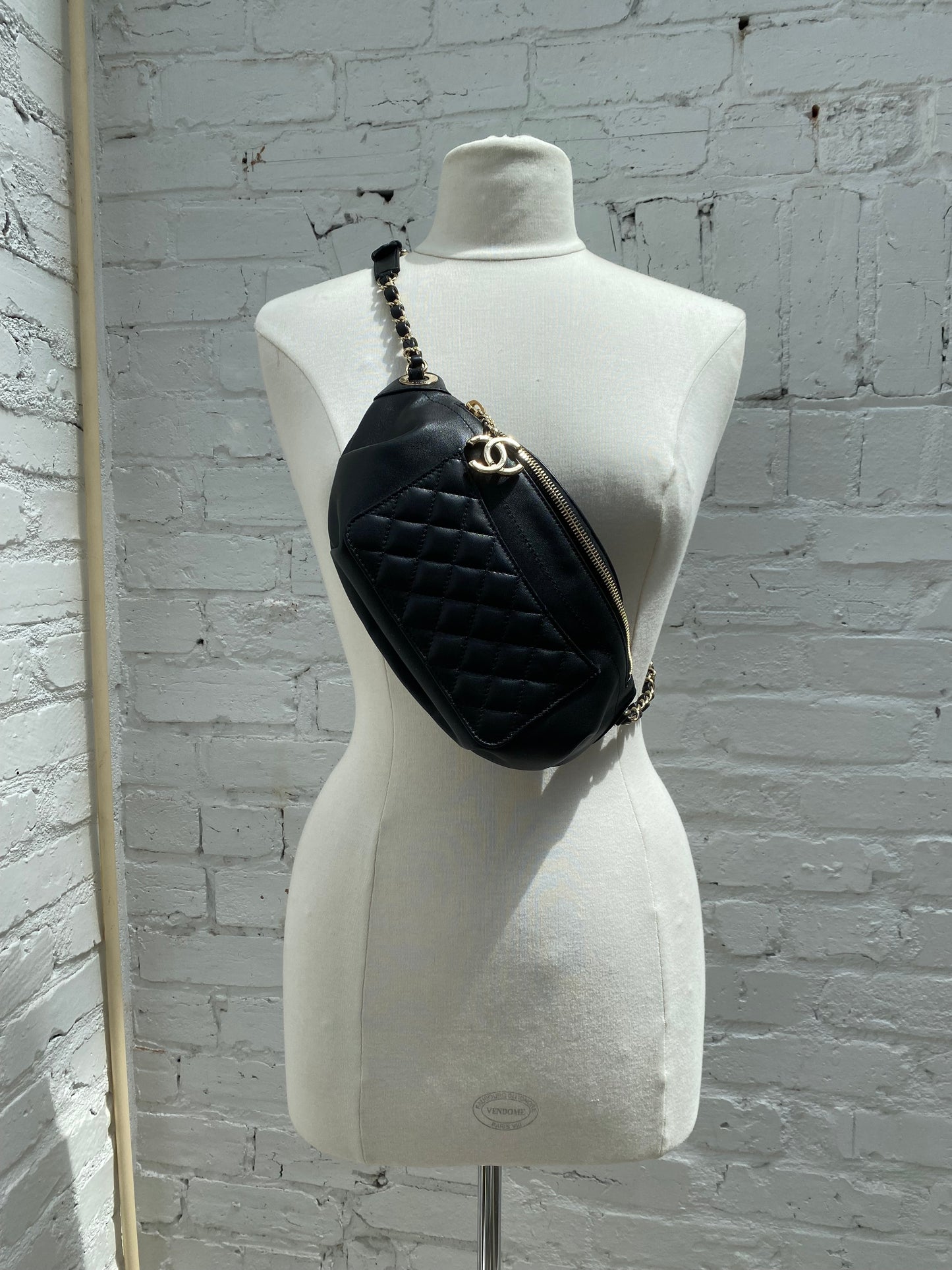 Chanel Black Semi Quilted Bum Bag GHW