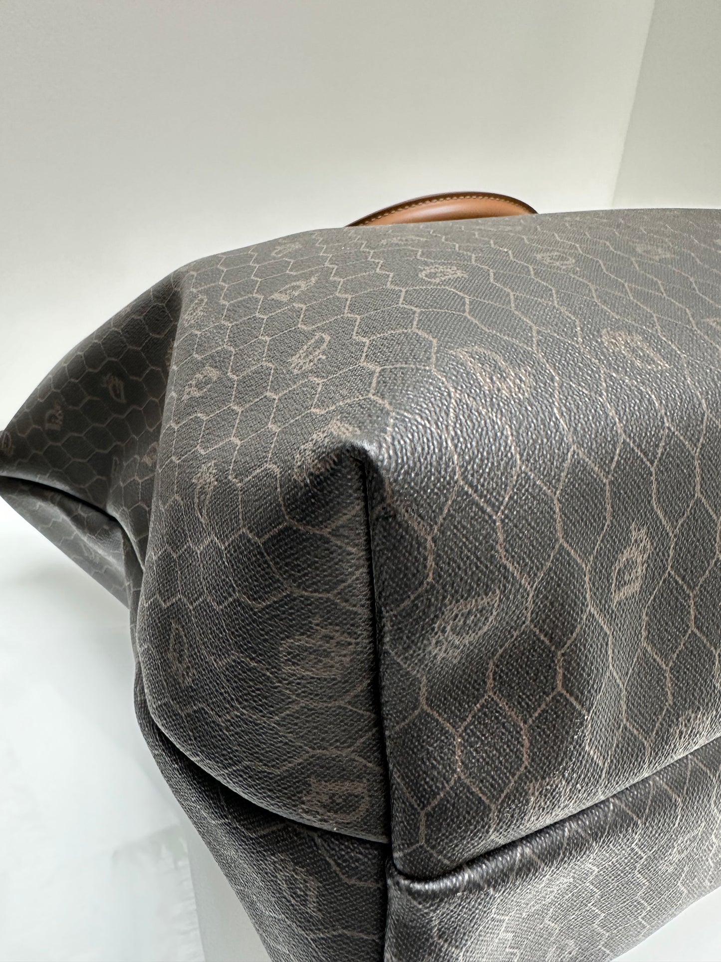 Christian Dior Brown Leather Honeycomb Luggage Tote