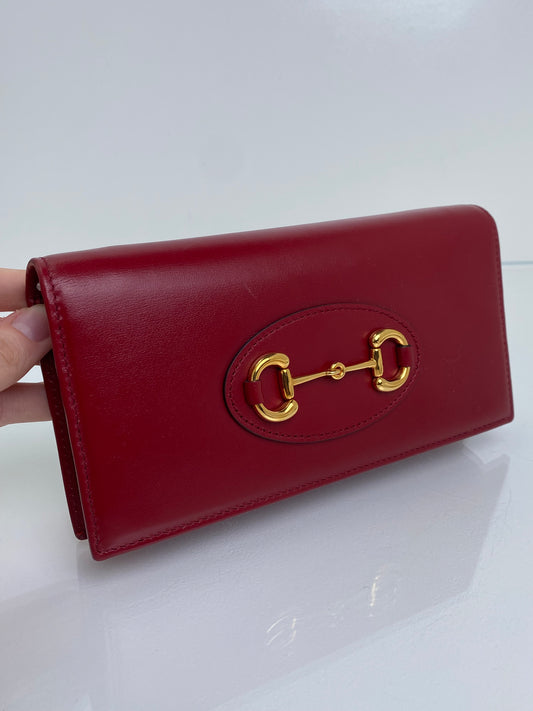 Gucci Horsebit 1955 Red Wallet on Chain GHW