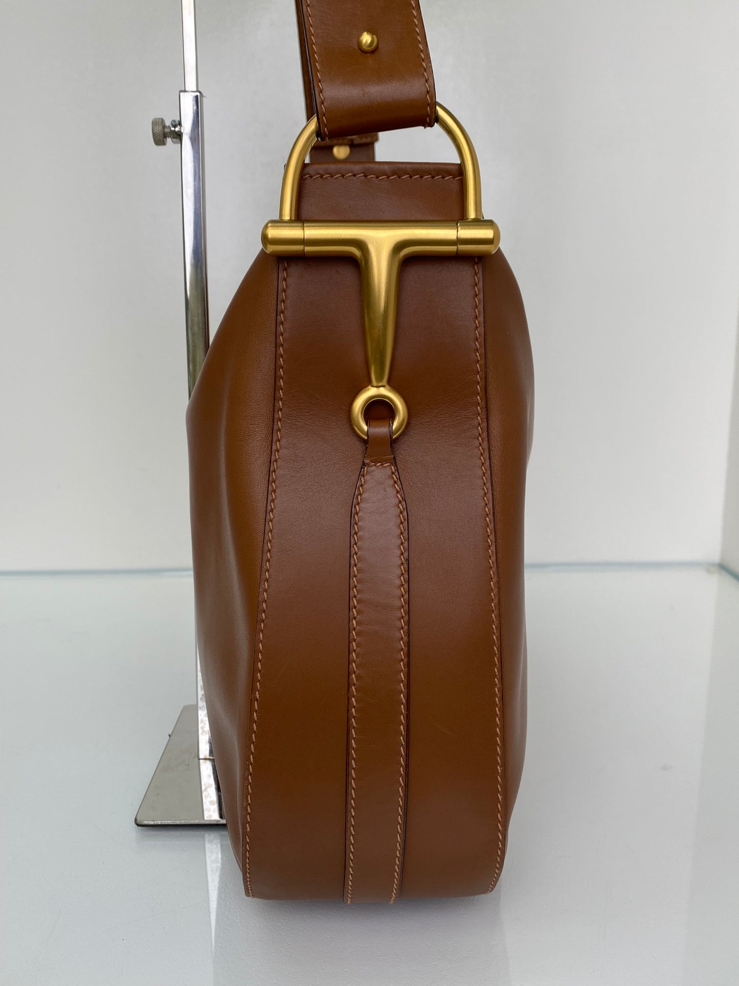 Gucci Brown Horsebit Buckle Hobo Tote GHW