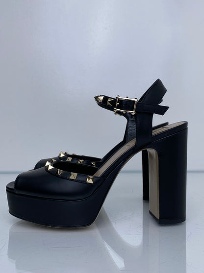 Valentino Black Rockstud Heels, 38.5
