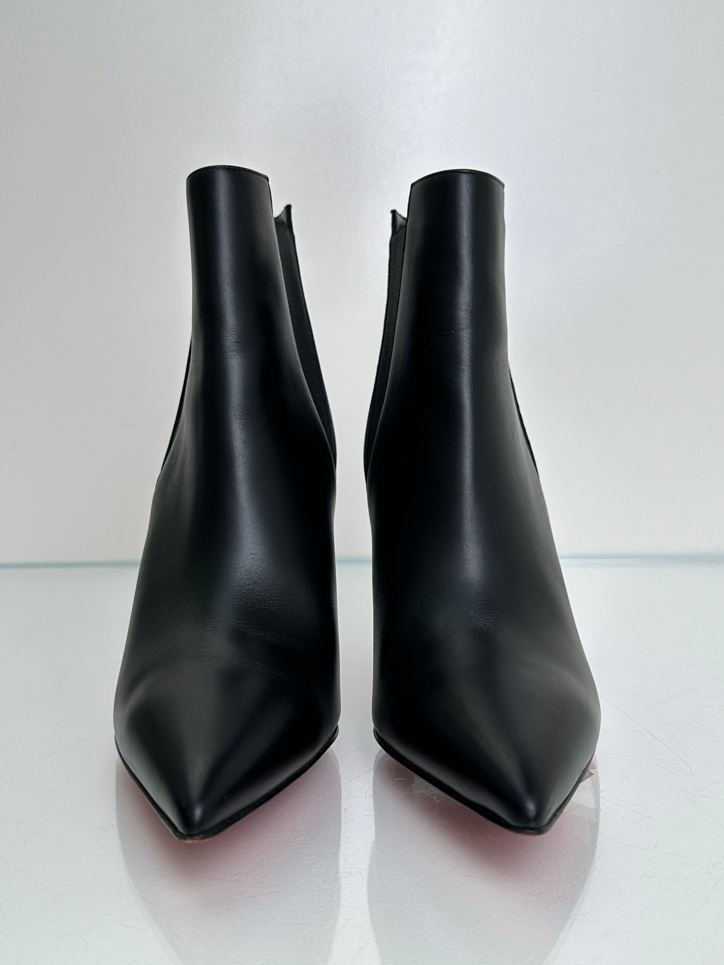 Christian Louboutin Black Pointed Toe Booties, 38