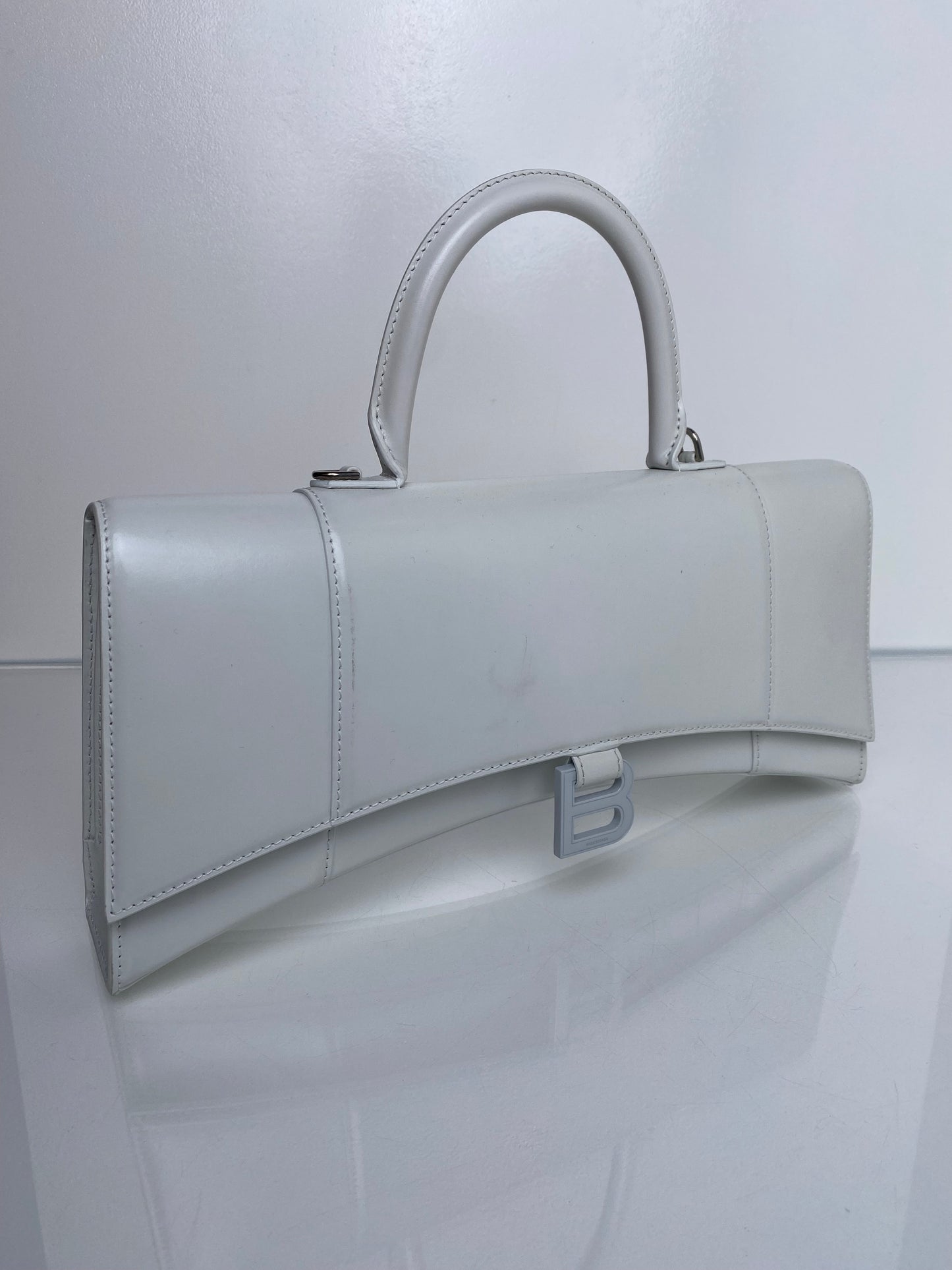BALENCIAGA White Hourglass Stretch Bag SHW