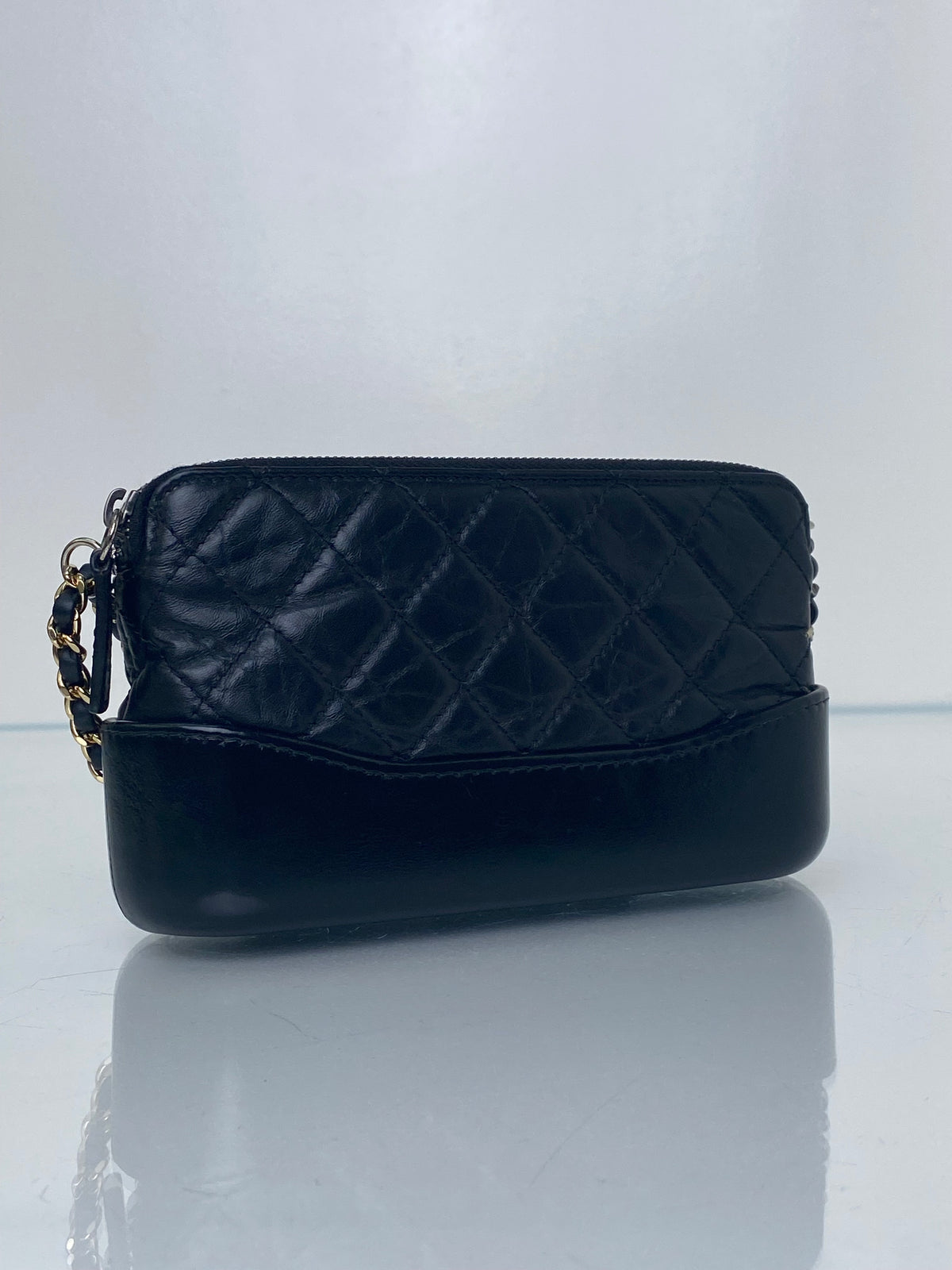 Chanel Gabrielle Black Mini Crinkled Calfskin/Smooth Leather Bag TTHW