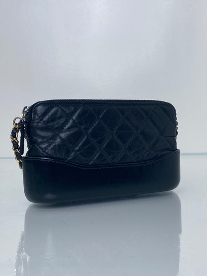 Chanel Gabrielle Black Mini Crinkled Calfskin/Smooth Leather Bag TTHW