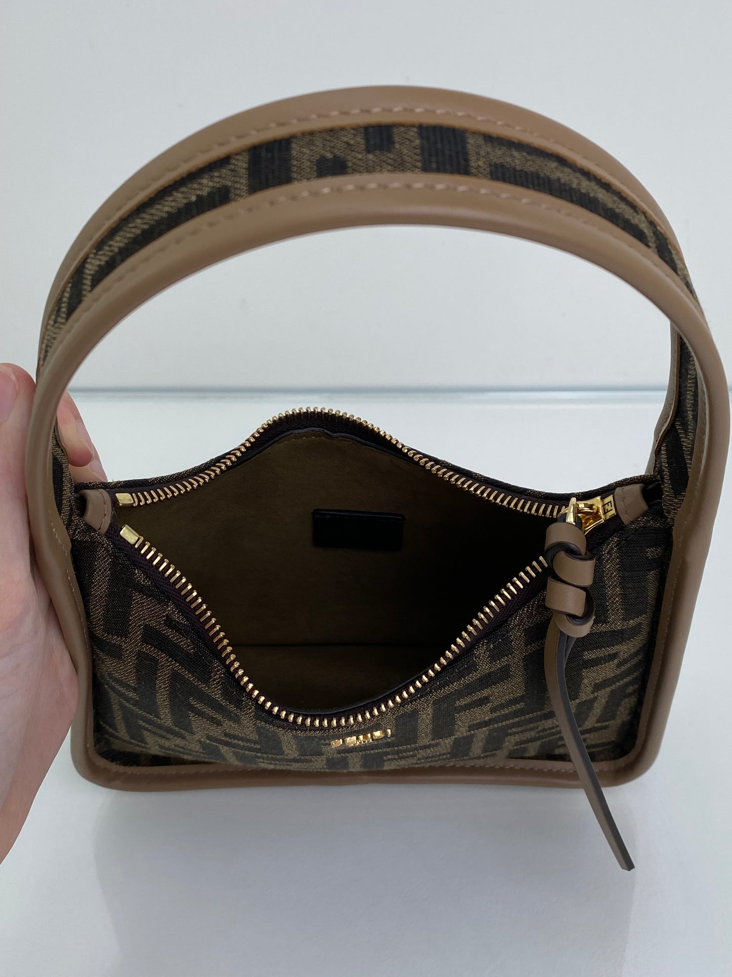 Fendi Brown FF Fendessence Mini Shoulder Bag GHW