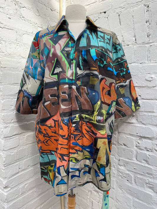 Off White Men’s Graffiti Button Up, XL