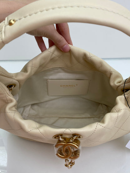 Chanel 26C Light Beige Quilted Hobo Bag GHW