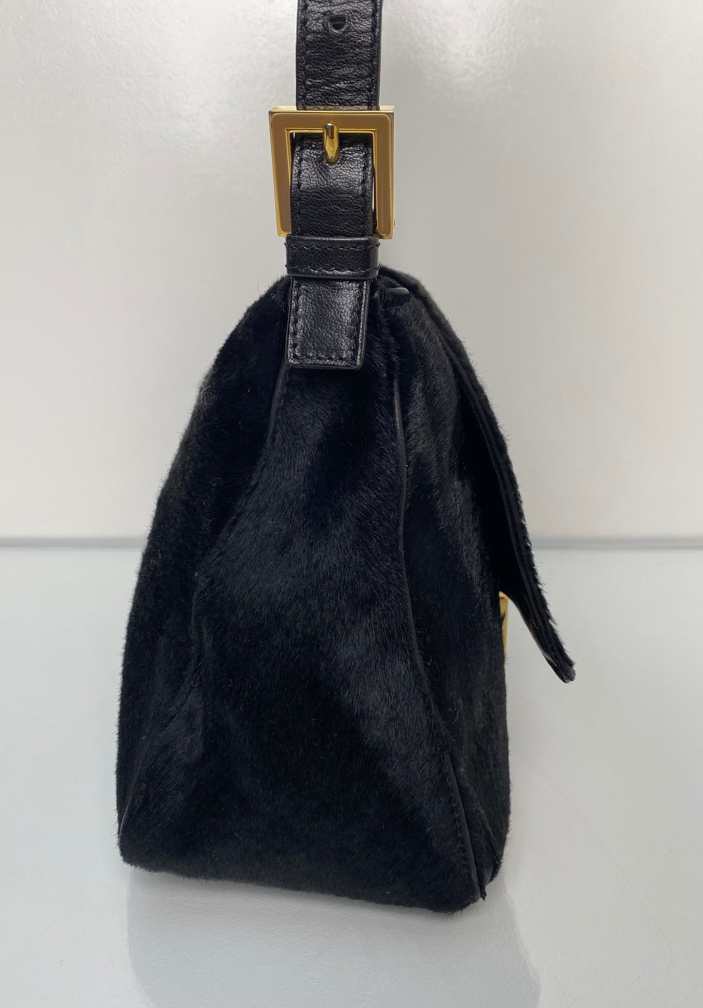 Fendi Black Pony Hair Mama Baguette GHW