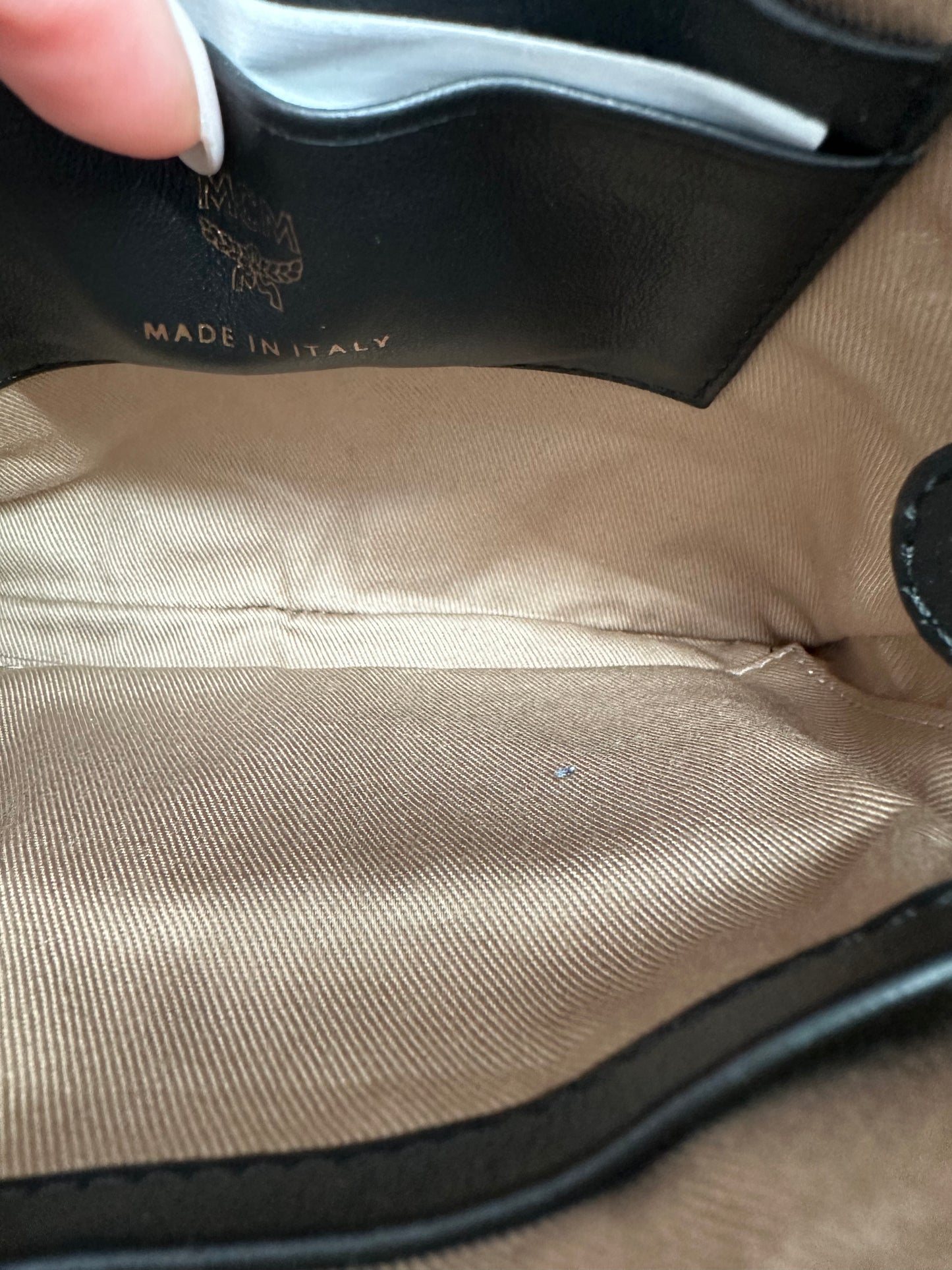 MCM Small Black Leather Crossbody Bag GHW