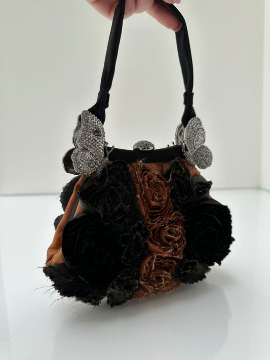 Valentino Brown & Black Rose Mini Bag