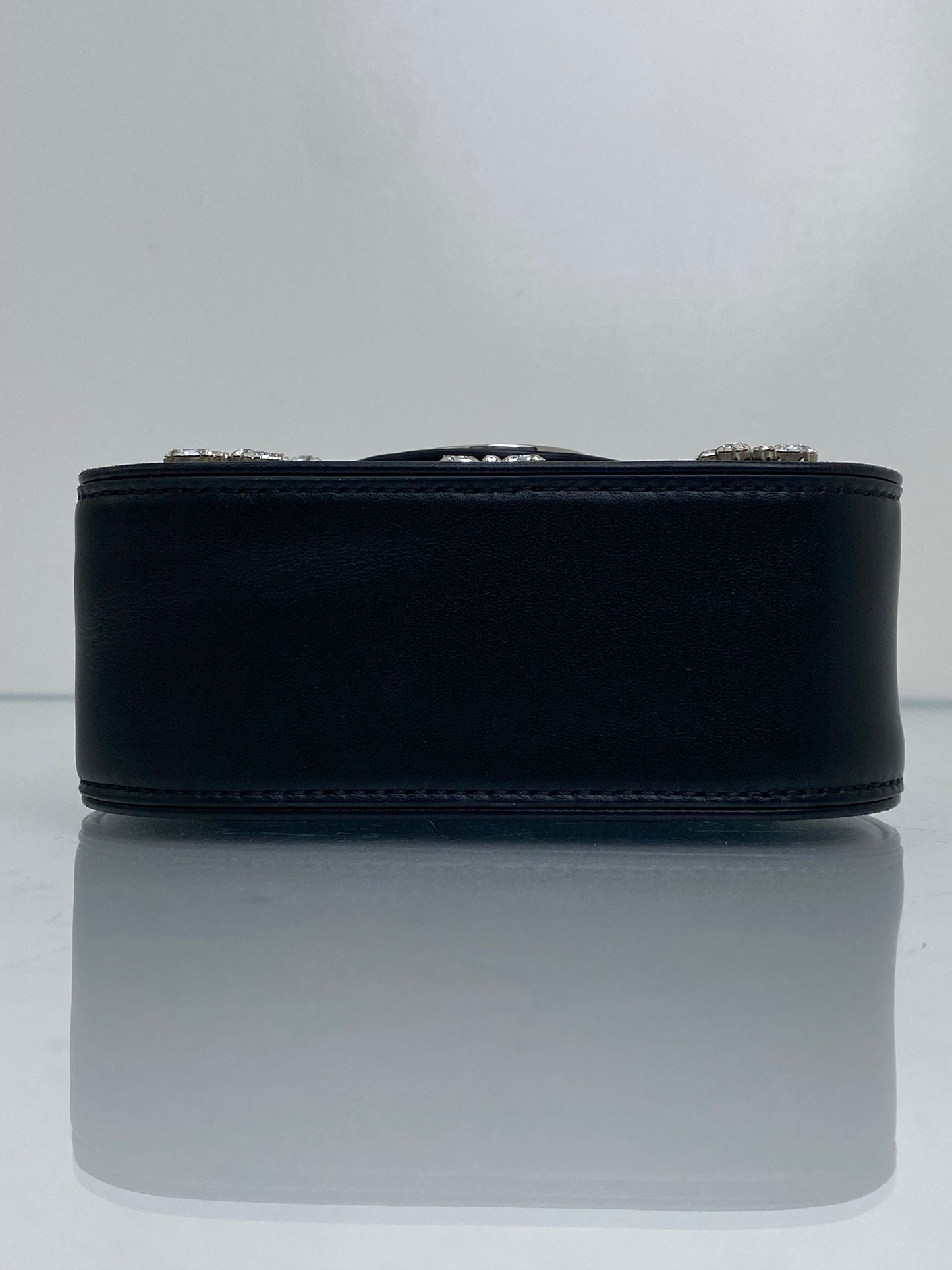 Versace Black Crystal Embellished La Medusa Mini Top Handle Bag SHW
