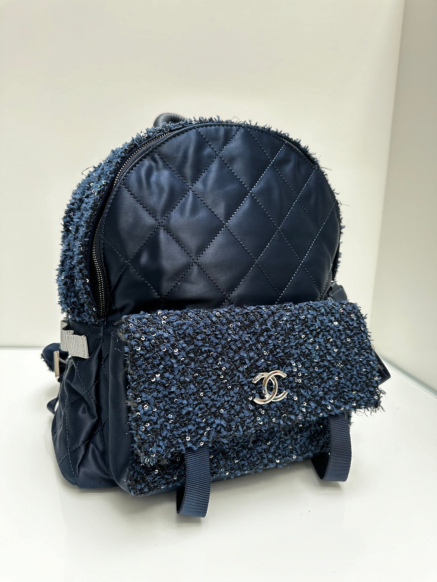 Chanel Navy Nylon & Sequin Backpack SHW