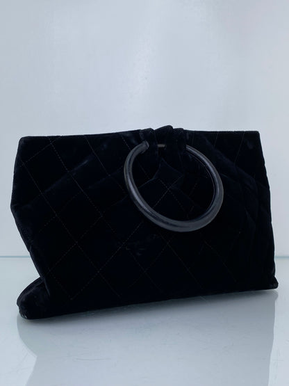 Chanel Vintage Black Velvet Tote Bag GHW