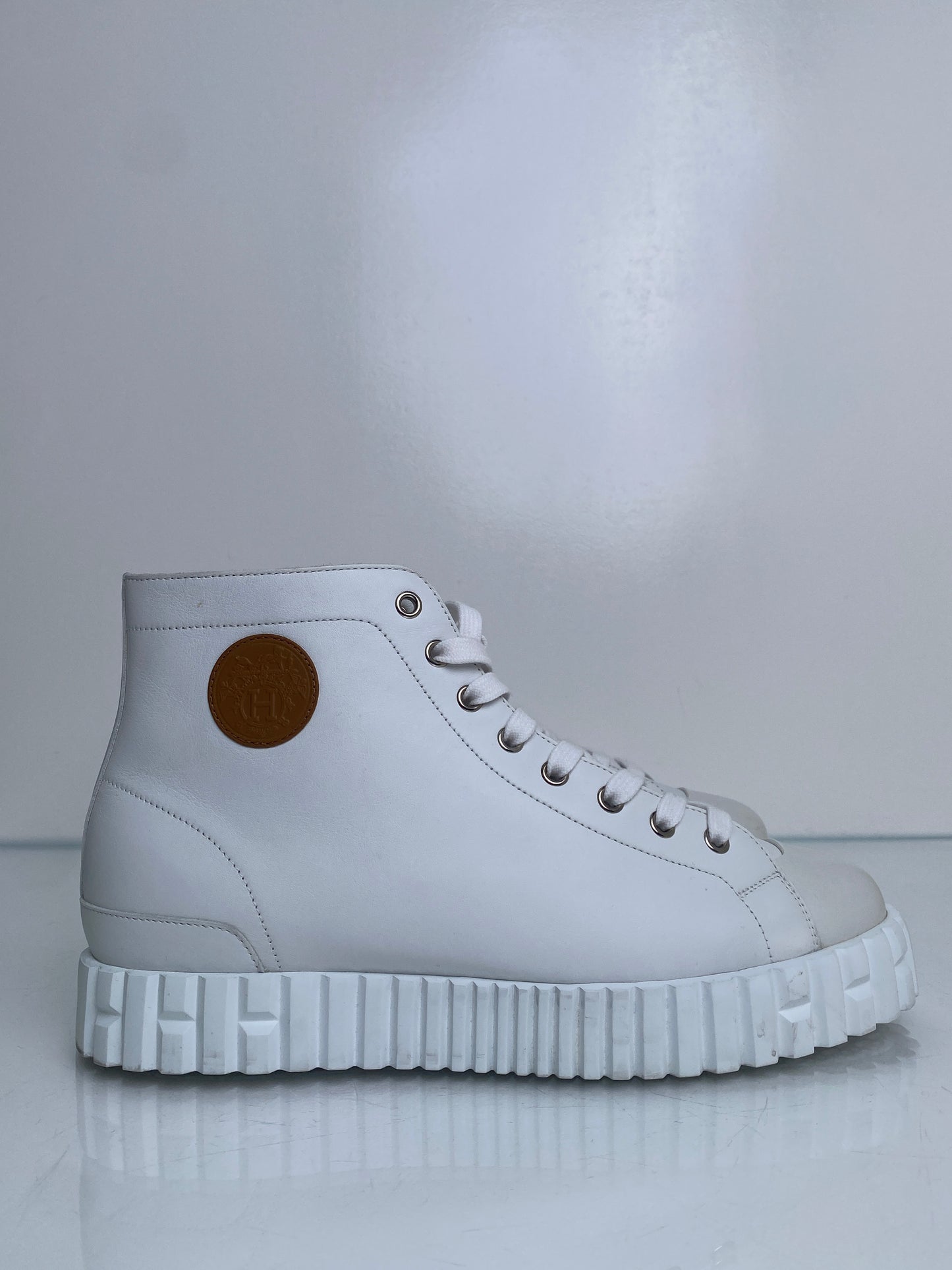 Hermes White Climb High Top Sneakers, 41