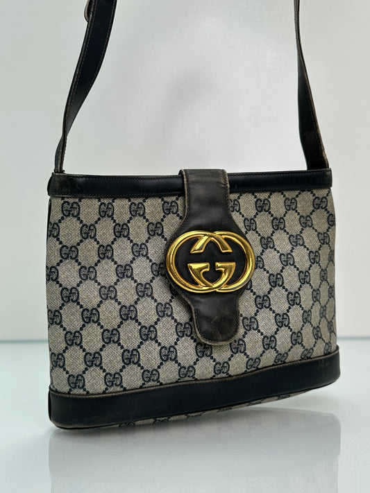 Gucci GG Navy Vintage Crossbody Bag
