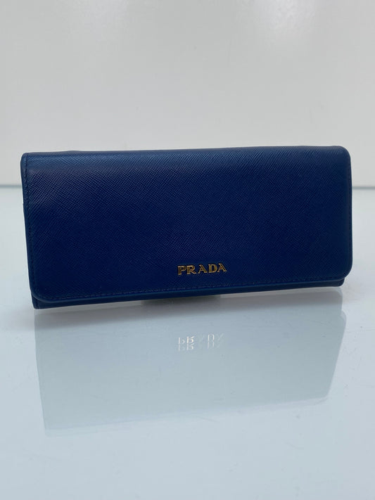 Prada Navy Saffiano Long Wallet
