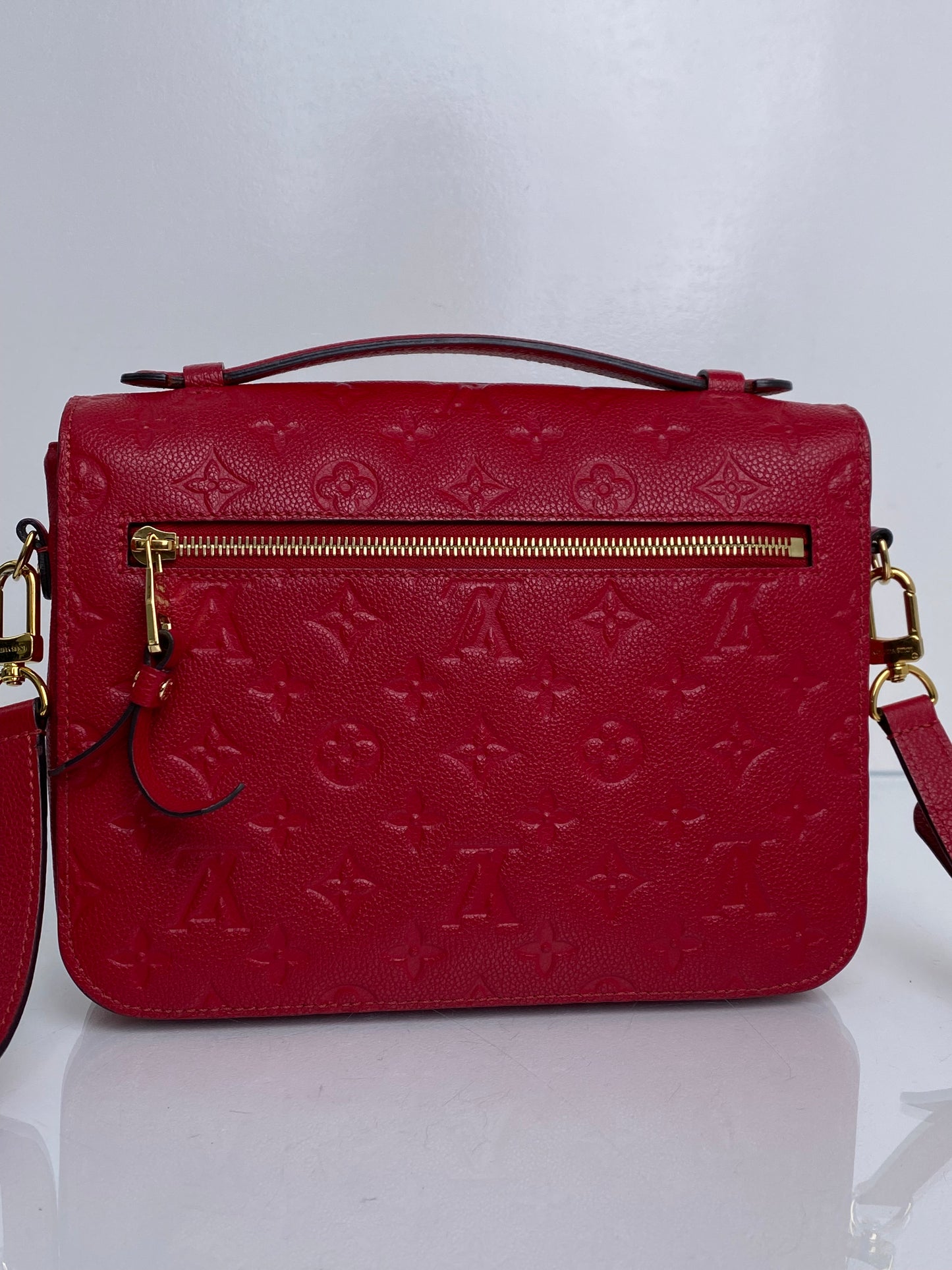 Louis Vuitton Pochette Metis Red Monogram Empreinte MM Crossbody Bag