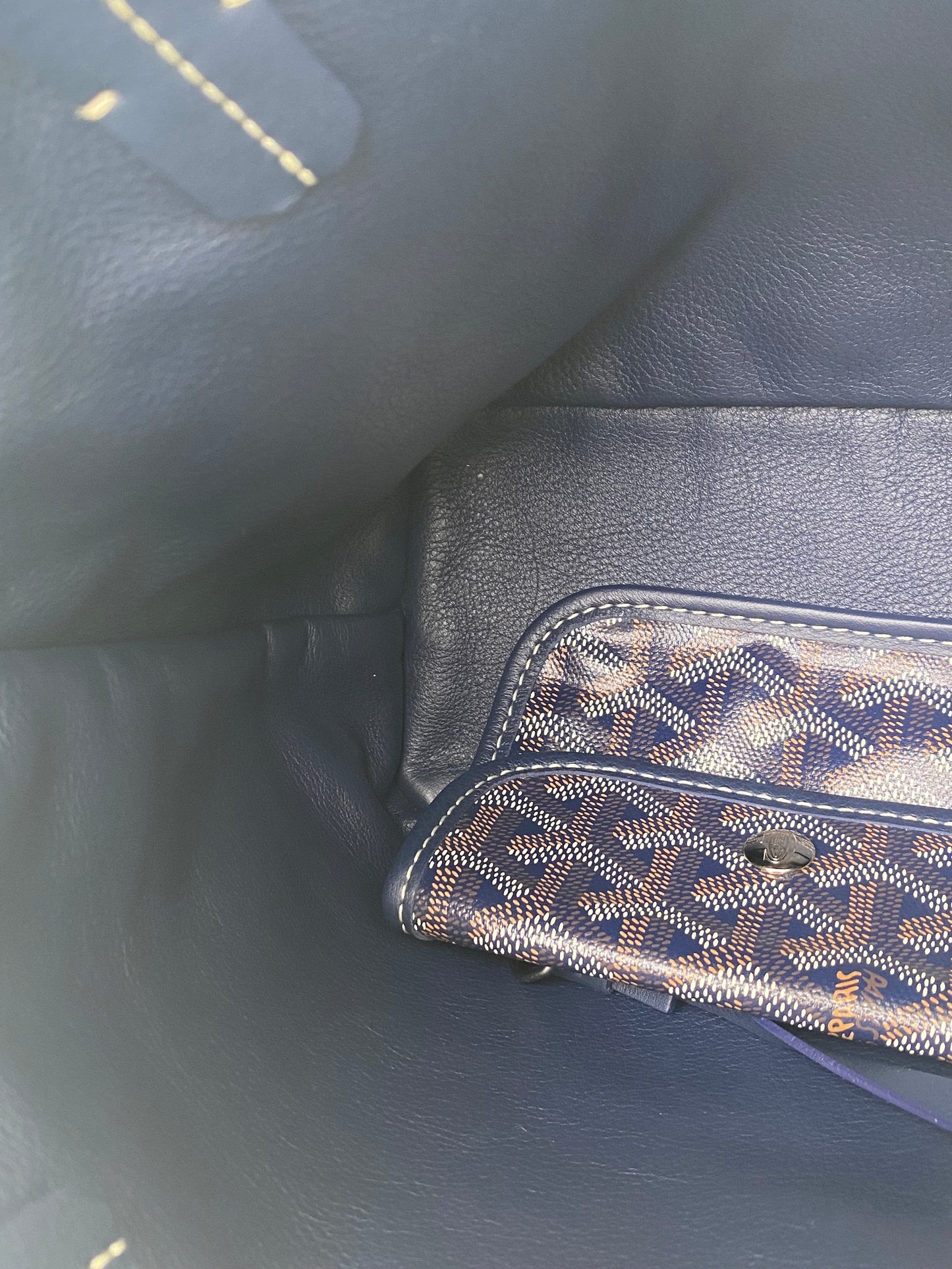 Goyard Navy Goyardine Reversible Anjou Mini Bag