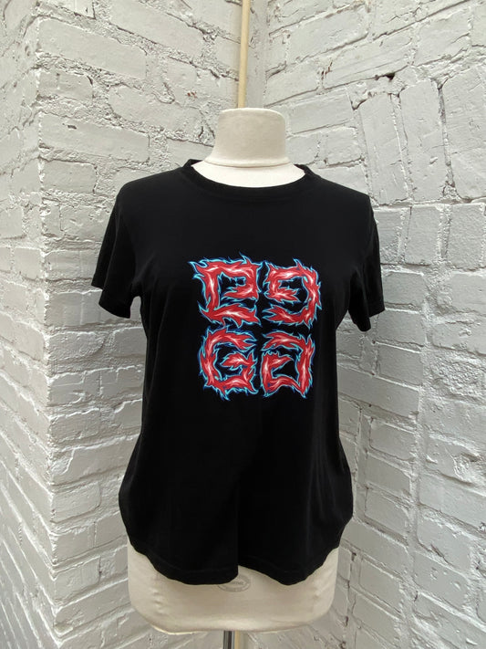 Givenchy Black 4G Flame Graphic Tee, S