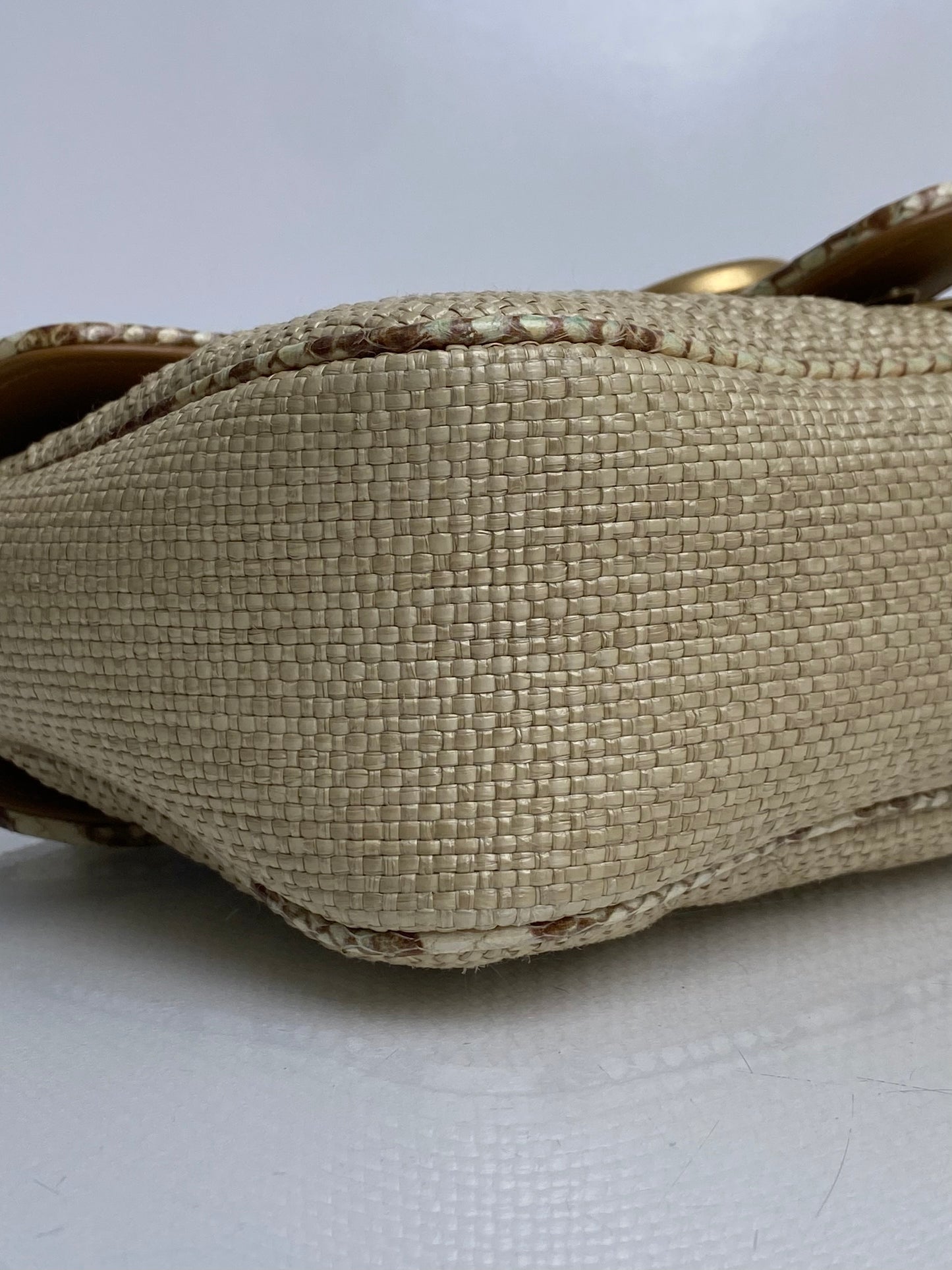 Gucci Marmont Small Raffia and Snakeskin GHW