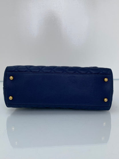 Chanel Navy Caviar & Burgundy Exotic Coco Handle Bag GHW #24