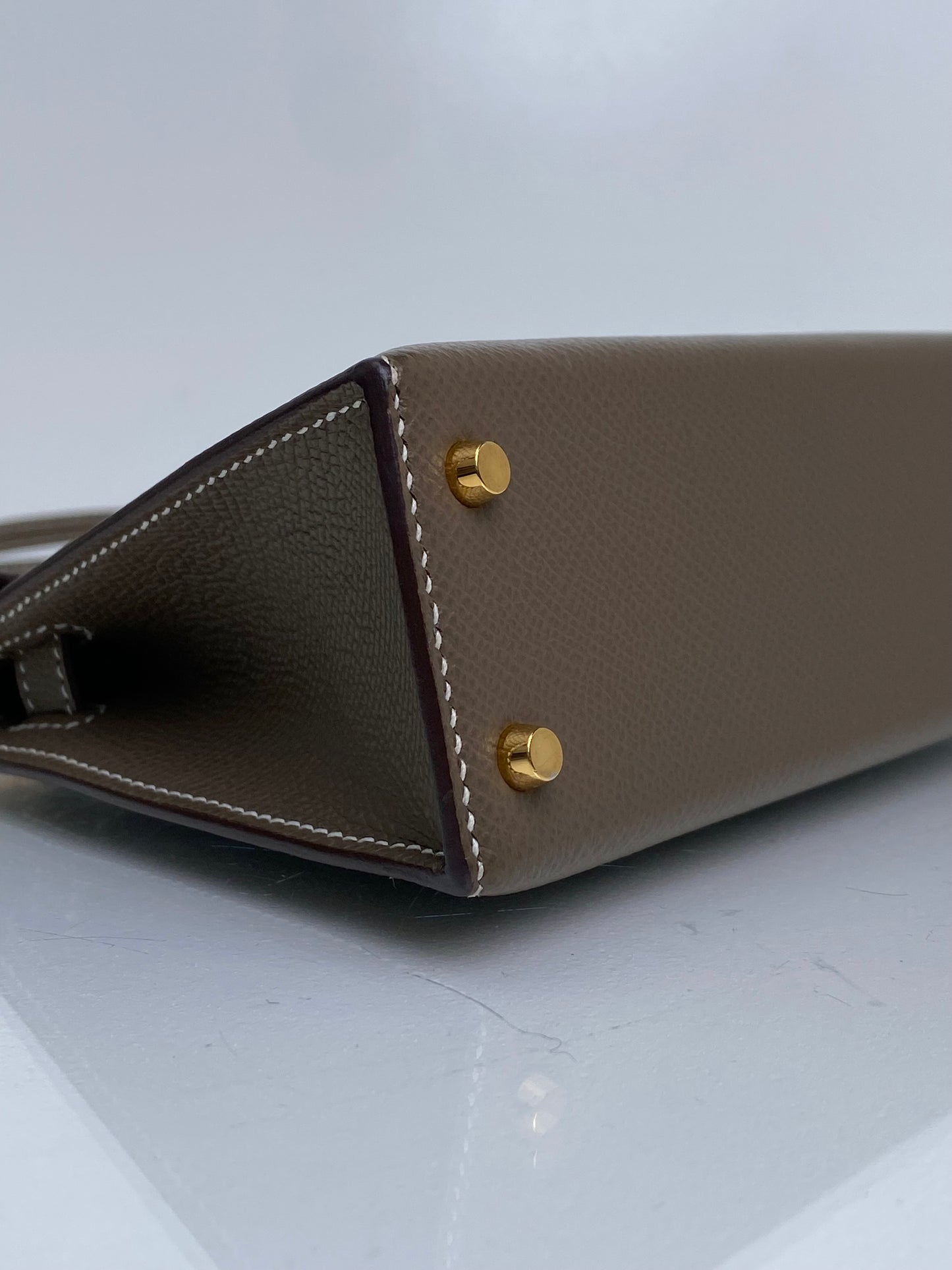 Hermes Mini Kelly Sellier Etoupe Epsom GHW #Y