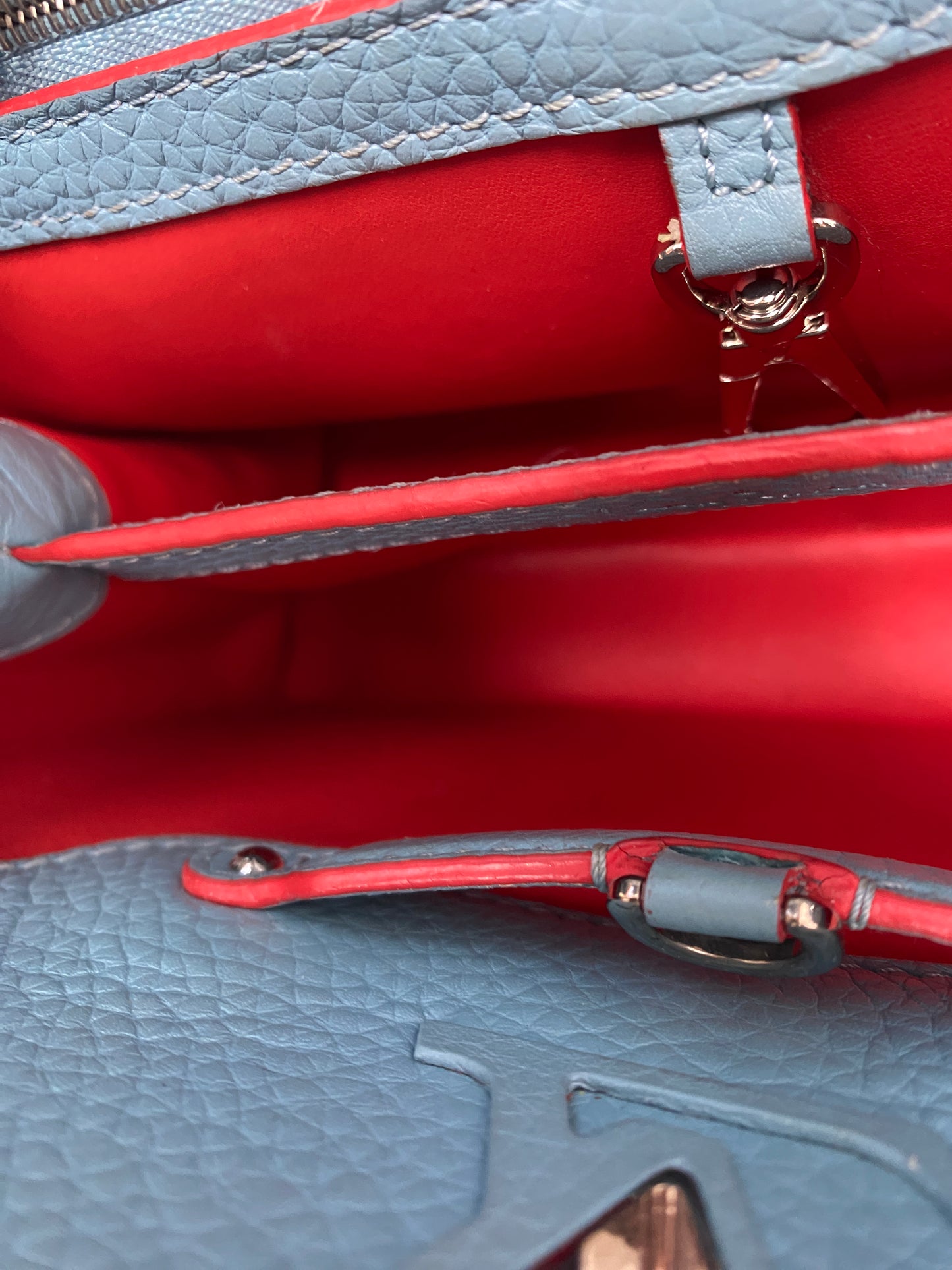 Louis Vuitton Blue & Coral Capucine MM Bag SHW