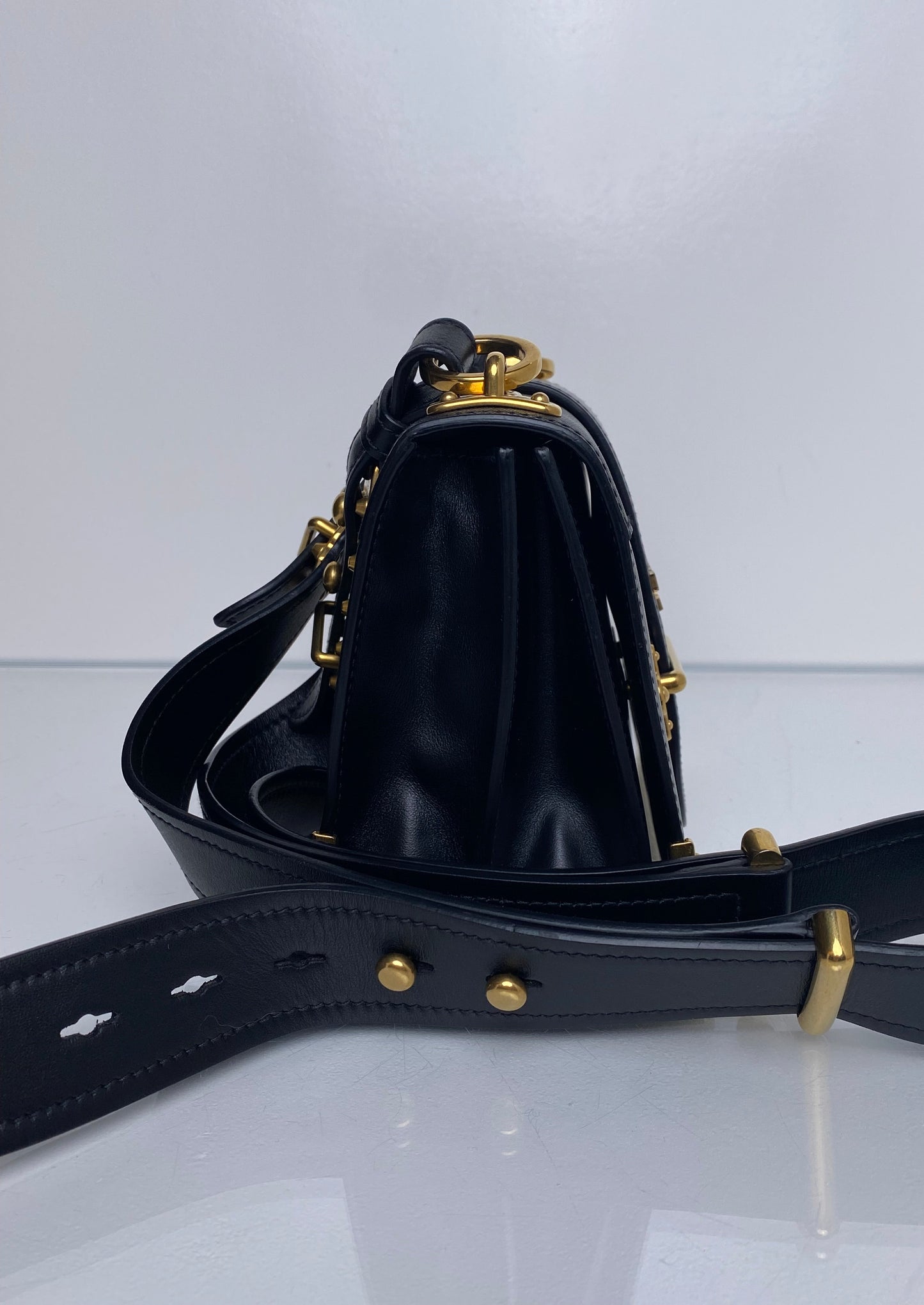 Prada Black Refined Elegance Crossbody Bag GHW