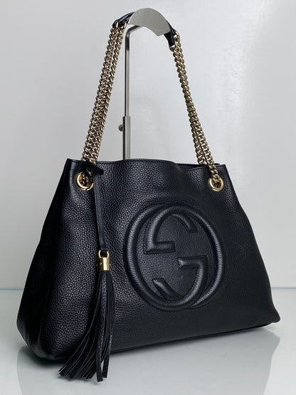 Gucci Black Leather SoHo Shoulder Bag GHW
