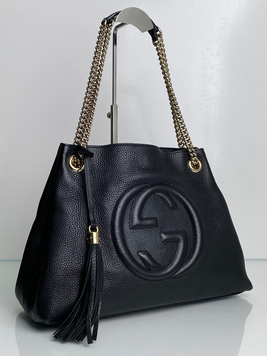 Gucci Black Leather SoHo Shoulder Bag GHW