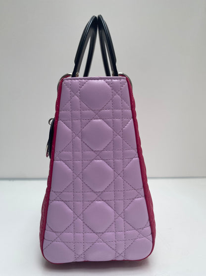 Christian Dior Pink & Black Medium Lady Dior Bag SHW