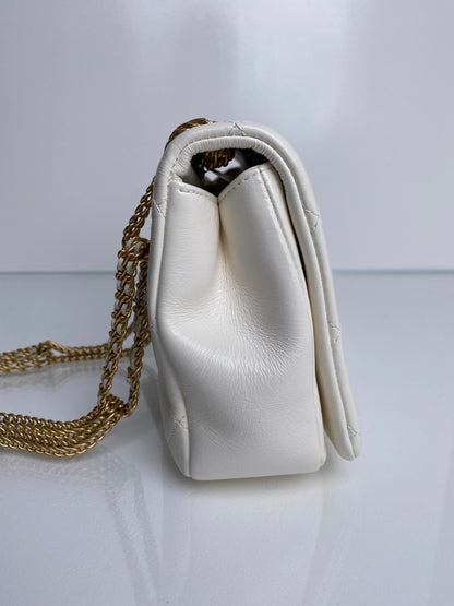 Chanel Looping Chain White Lambskin Bag GHW