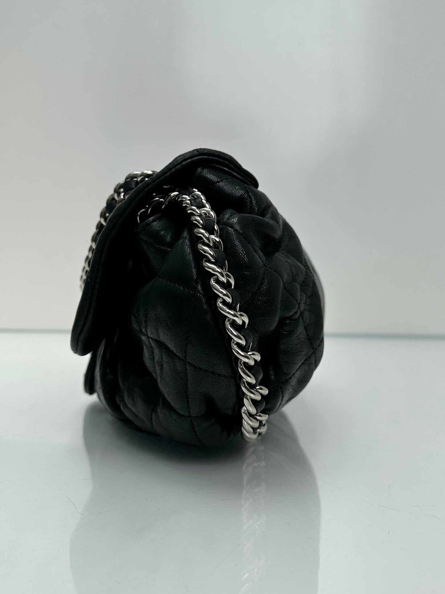 Chanel Black Quilted Chain Around Flap Crossbody Bag SHW