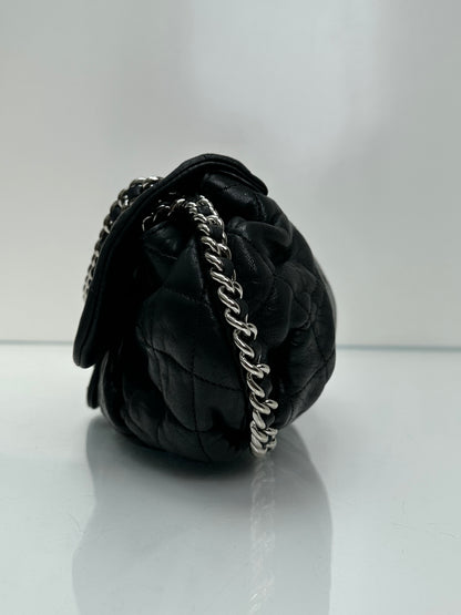 Chanel Black Quilted Chain Around Flap Crossbody Bag SHW