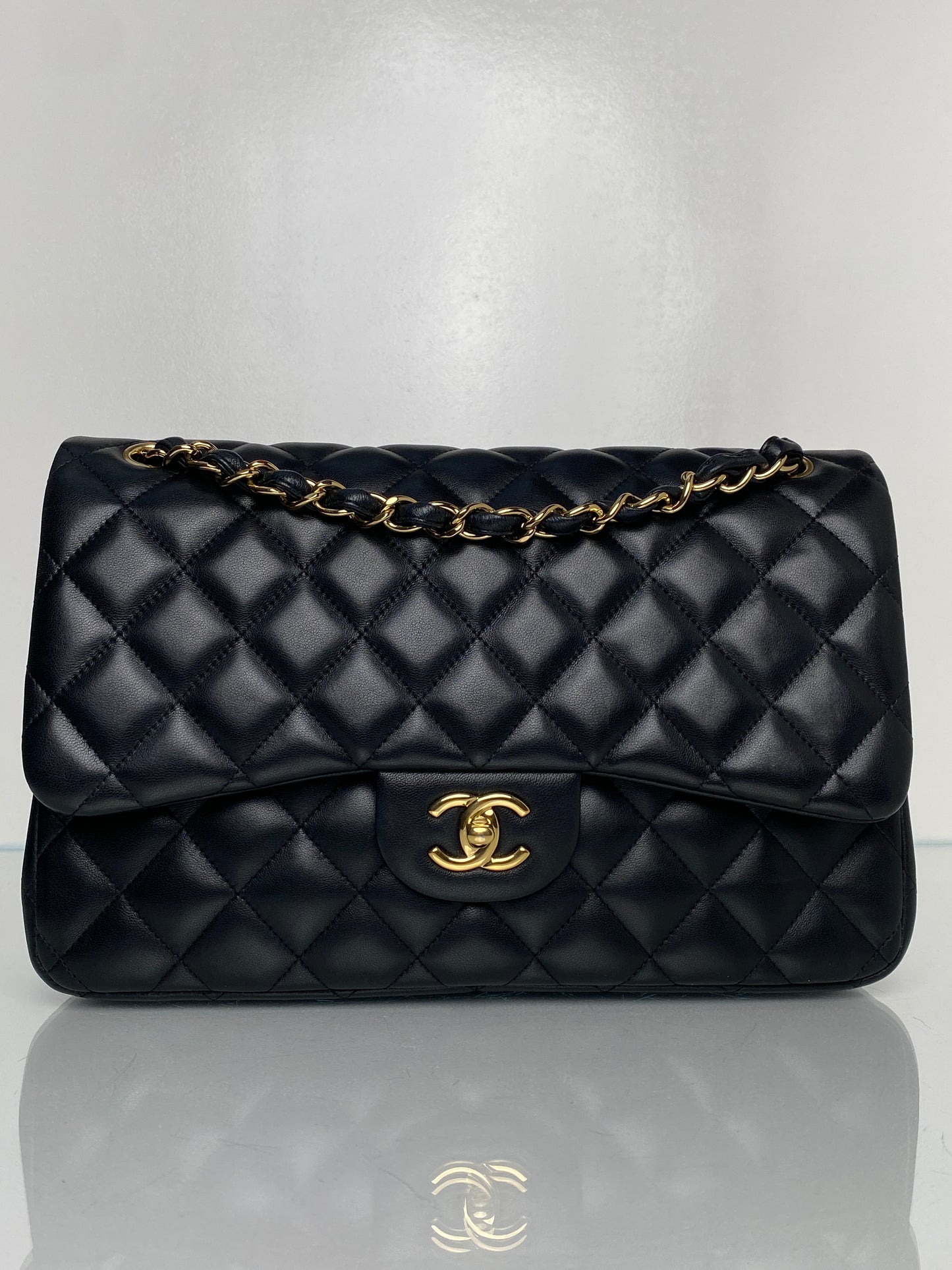 Chanel Black Lambskin Classic Jumbo Double Flap Bag GHW #14